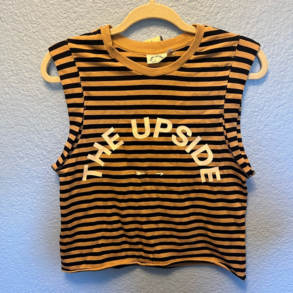 The Upside Black and Tan Striped Tank Top